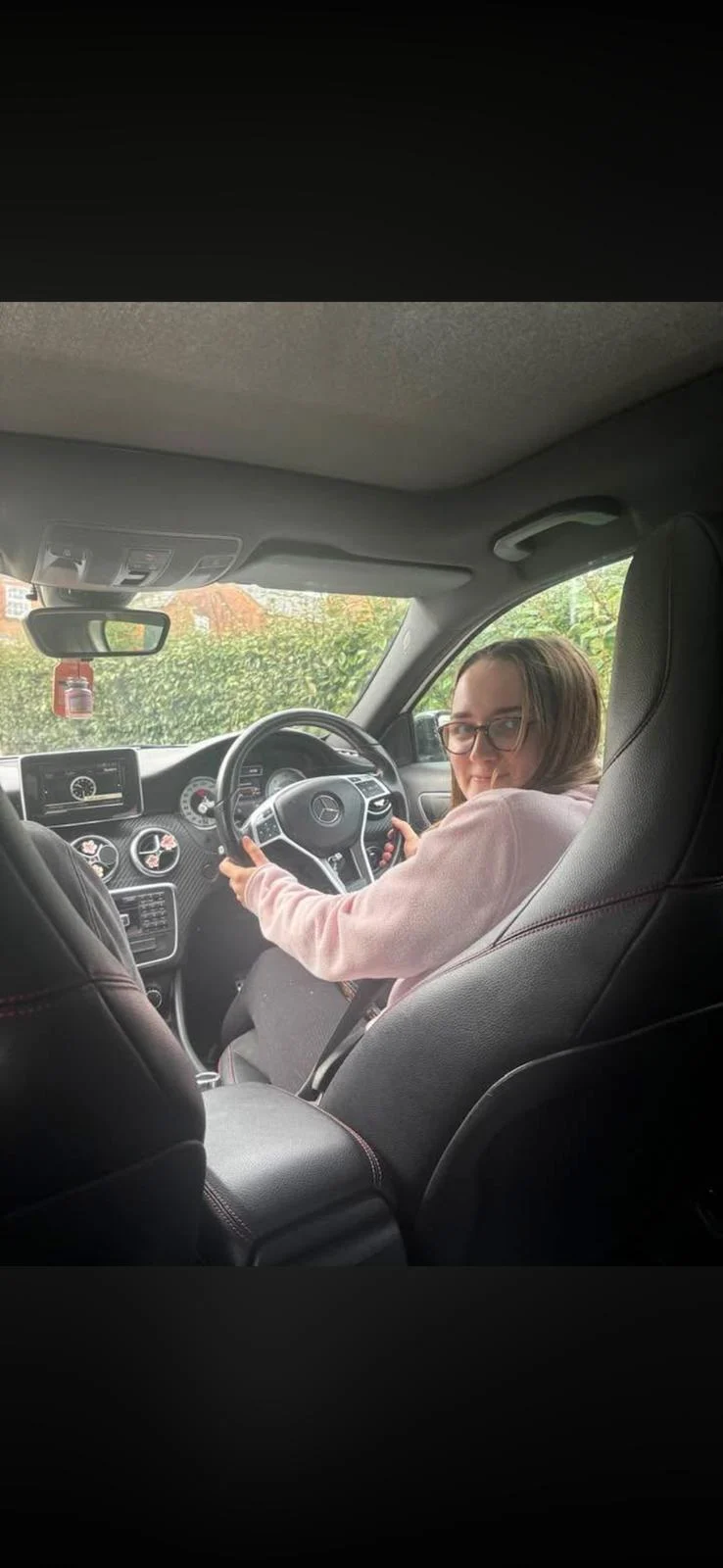 View from inside the car during a driving lesson